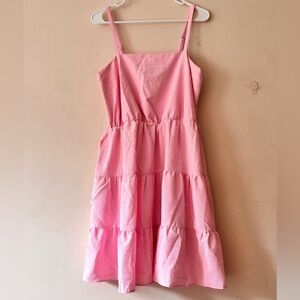 NY & COMPANY PINK SLEEVELESS  TIERED MIDI DRESS . SIZE LARGE .